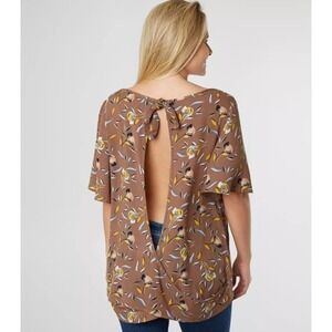 Buckle Daytrip Blouse Women M Brown Floral Open Back Boho Western Festival Rodeo